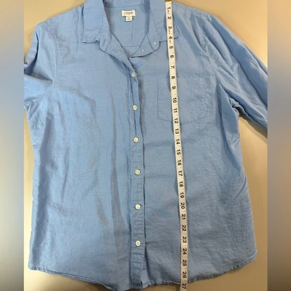 J. Crew Factory Linen shirt perfect fit AL 522 Blue Size Large - Picture 7 of 16